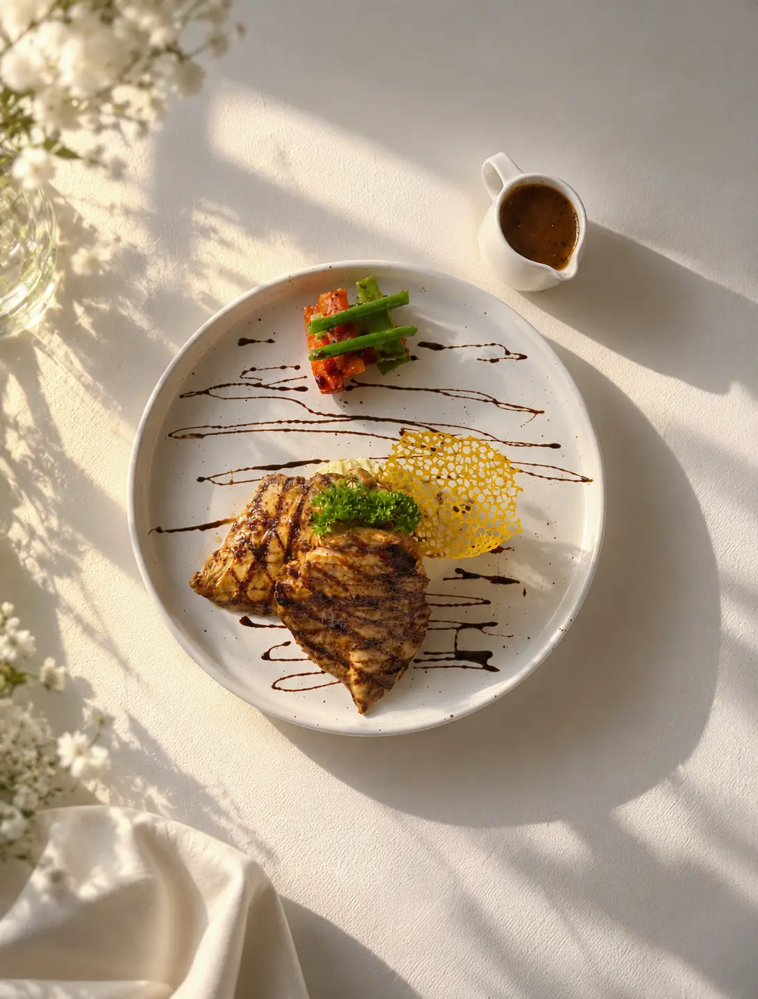 Grilled chicken with pepper sauce